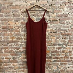 Rhythm Sleeveless Ribbed Slip Dress in Deep Wine